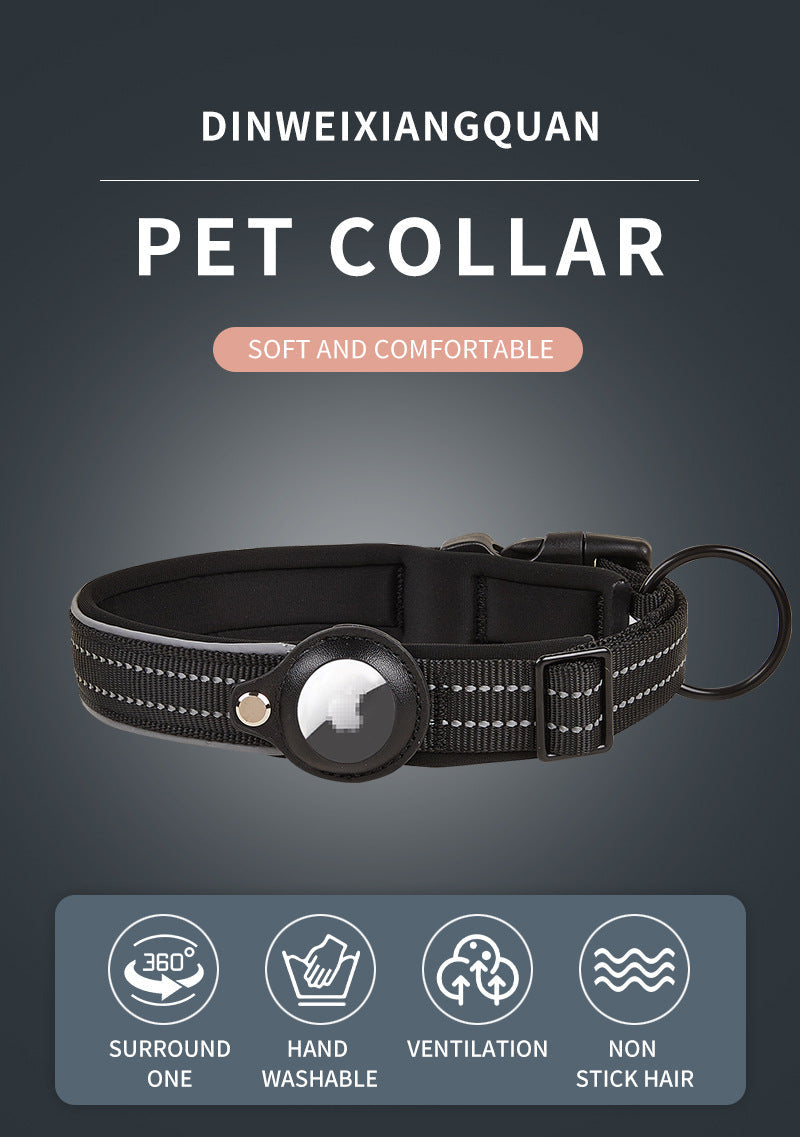 Size L Green Reflective Adjustable Anti-Lost Pet Collar (For Apple AirTag - Collar Only, Tracker Not Included)