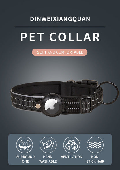 Size L Green Reflective Adjustable Anti-Lost Pet Collar (For Apple AirTag - Collar Only, Tracker Not Included)