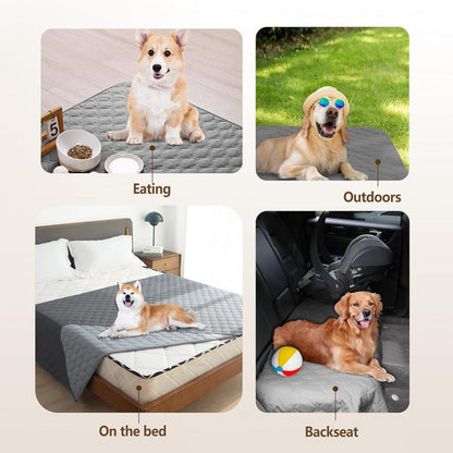 Grey 2-Sided Waterproof Pet Sofa Cover - Dog Bed Protector Blanket for Furniture, Couches & Car Seats (170x200cm, Machine Washable)