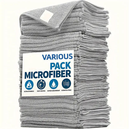 Black Premium All-Purpose Microfiber Cleaning Cloths (20-Pack) - Ultra Absorbent Grey Towels for Car, Kitchen & Home