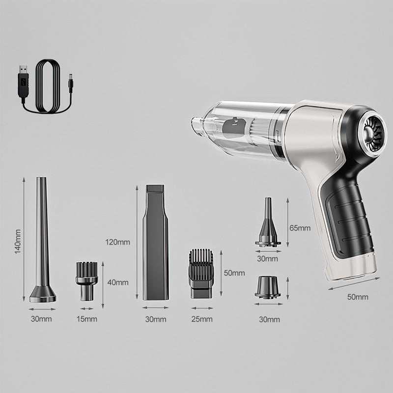 Black and Grey Powerful 3-in-1 Cordless Handheld Vacuum Cleaner - 12000Pa Suction & Air Duster Blower for Car Home & Office