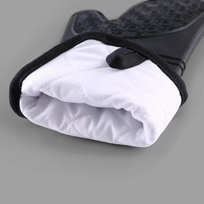 Grey 6-Piece Silicone Oven Mitts and Pot Holders Set - Extra Long Waterproof Heat Resistant Gloves with Non-Slip Grip for Kitchen Baking BBQ
