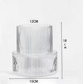 Transparent Modern Two-Tier Ribbed Glass Vase - Elegant Cylindrical Flower Centrepiece for Home Decor