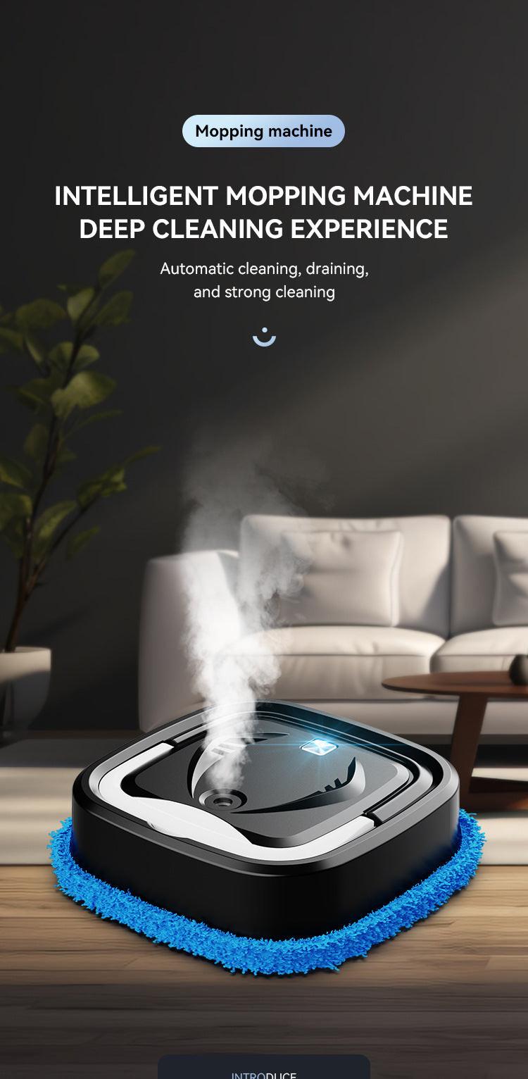 White Smart Robotic Floor Mop with Humidifier Spray - Ultra-Slim Automatic Wet & Dry Floor Cleaner.