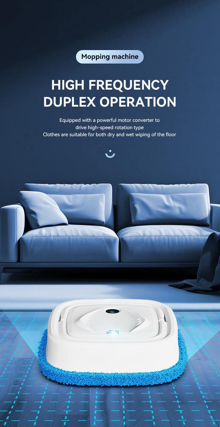 White Smart Robotic Floor Mop with Humidifier Spray - Ultra-Slim Automatic Wet & Dry Floor Cleaner.