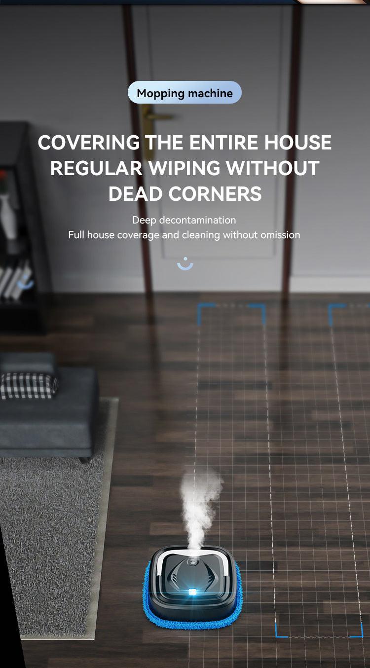 White Smart Robotic Floor Mop with Humidifier Spray - Ultra-Slim Automatic Wet & Dry Floor Cleaner.