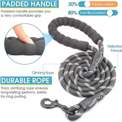 Grey 3-in-1 Tangle-Free Dog Leash for 1-3 Dogs - Heavy Duty Bungee Coupler with Reflective Stitching & Padded Handle