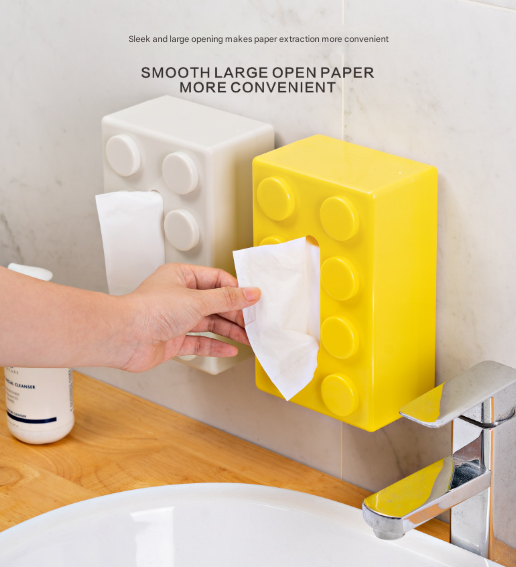 Green 2 Pcs Creative Building Block Tissue Box Holder - Wall-Mounted & Desktop Dispenser for Bathroom, Kids Room & Office Decor