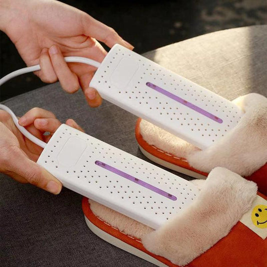 White Portable USB Shoe Dryer & Deodorizer - Constant Temperature Electric Boot Warmer with UV Sanitizer.