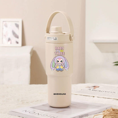Beige - Baby 3 30oz Ceramic-Lined Insulated Tumbler with Handle, 735ml Stainless Steel Travel Mug.