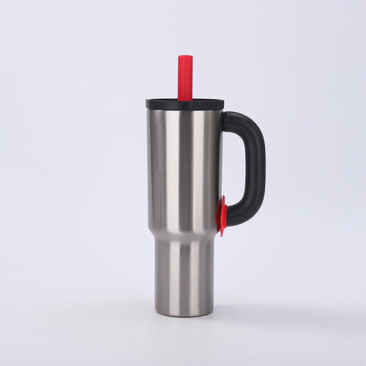 Natural Steel 40oz Macron Stainless Steel Insulated Tumbler with Handle and Straw - 14.8 x 10.5 x 28 cm Large Capacity Car-Friendly Travel Mug.