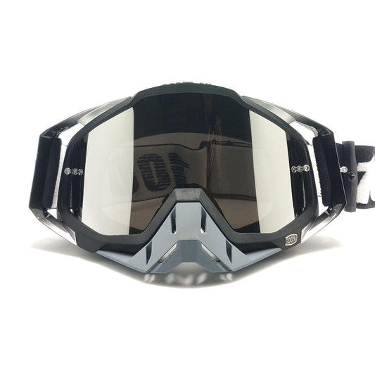 Grey Frame With Mercury Flakes Motocross Goggles - Durable Off-Road Motorcycle Riding Eye Protection with Lens.