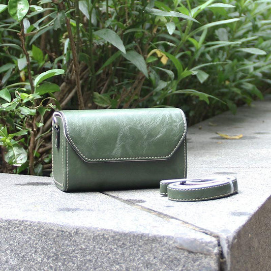Green PU Leather Camera Bag for Fujifilm X Canon G Olympus PEN - Compact Vintage Design.