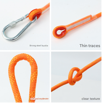 Red 10mm Double Hook Climbing Rope Set - 20m Durable Outdoor Safety Rescue Cord.