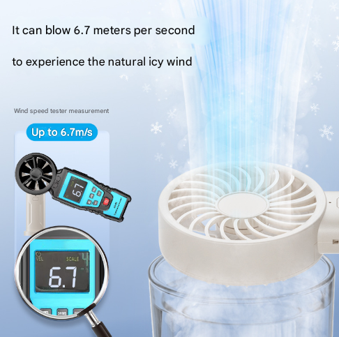 White Mini Portable USB Rechargeable Fan - Quiet Cooling for Desk or Travel.