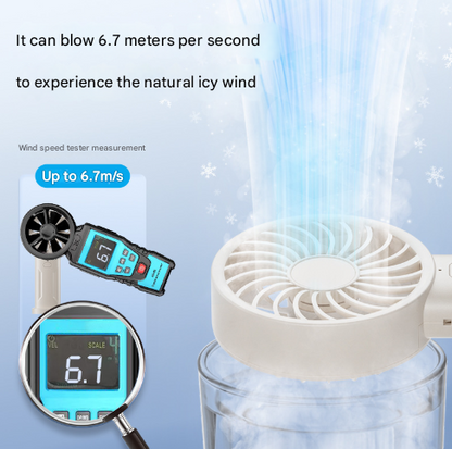 White Mini Portable USB Rechargeable Fan - Quiet Cooling for Desk or Travel.