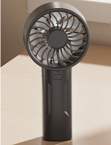 Black Mini Portable USB Rechargeable Fan - Quiet Cooling for Desk or Travel.