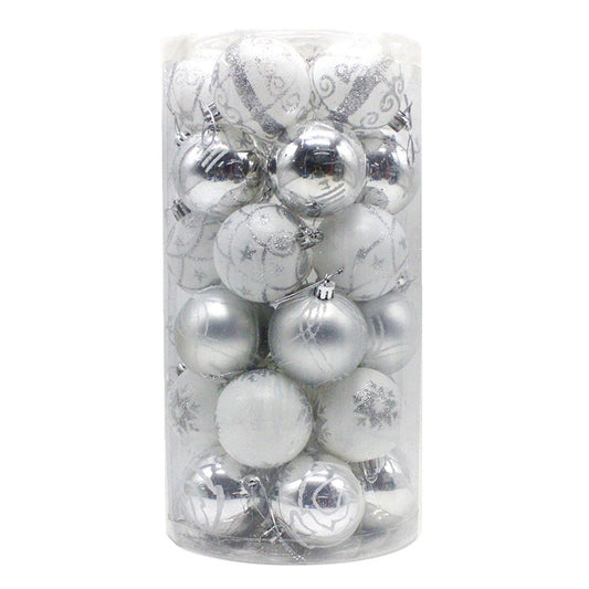 Silver 30-Piece 6cm Electroplated Christmas Baubles - Hand-Painted Tree Ornaments