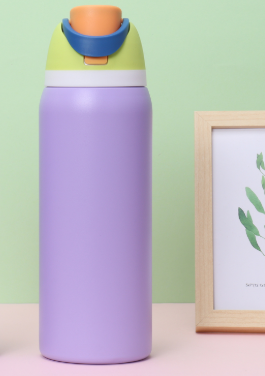 Purple 32oz 304 Stainless Steel Insulated Water Bottle - Dual-Drink Pop-Up Lid.