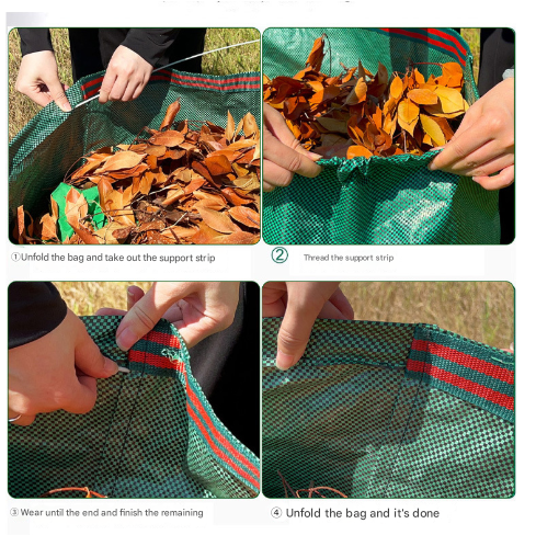 2PCS 200L(56cm*80cm) Heavy-Duty Foldable Garden Leaf Bag - Large-Capacity Horizontal Dustpan