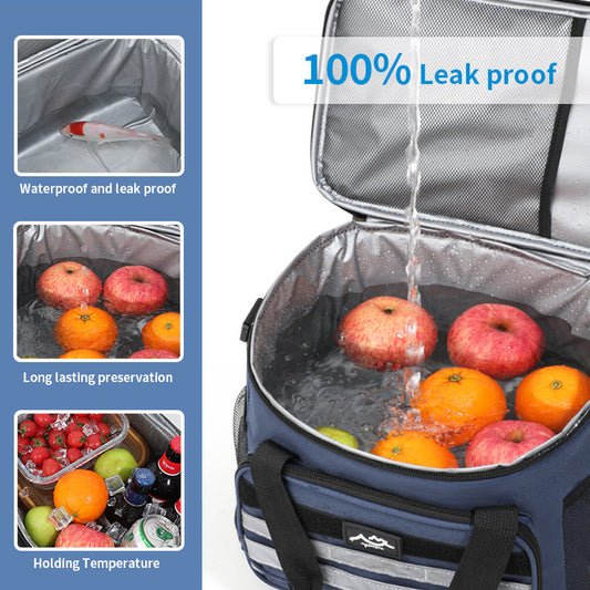 Grey Versatile Large-Capacity Picnic Insulated Bag - Detachable Shoulder Strap & Ice Pack.