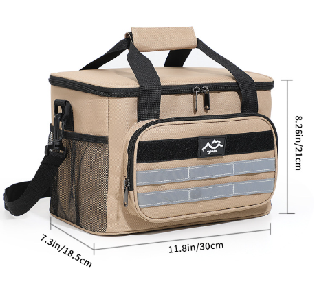 Beige Versatile Large-Capacity Picnic Insulated Bag - Detachable Shoulder Strap & Ice Pack.