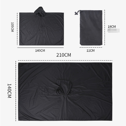 Orange 3-in-1 Waterproof Rain Poncho - Lightweight Hooded Raincoat, Ground Tarp & Emergency Shelter for Hiking, Camping, and Outdoor Survival