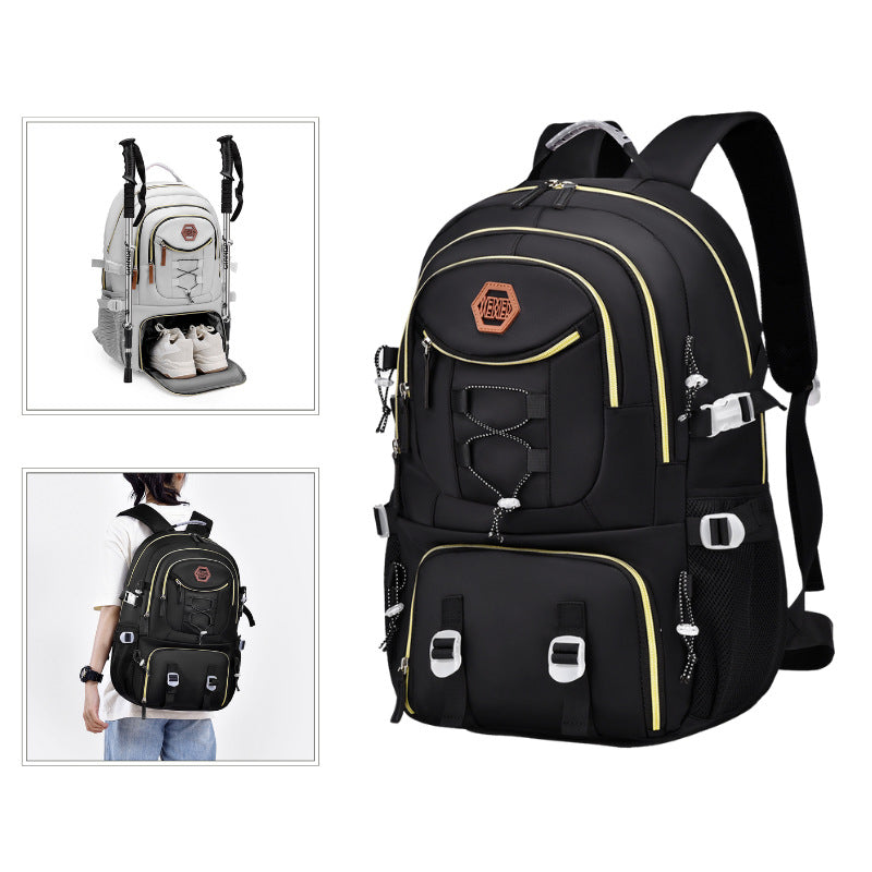 Green Stylish Large Capacity Backpack - Water-Resistant Oxford Rucksack for Travel, School & Daily Use