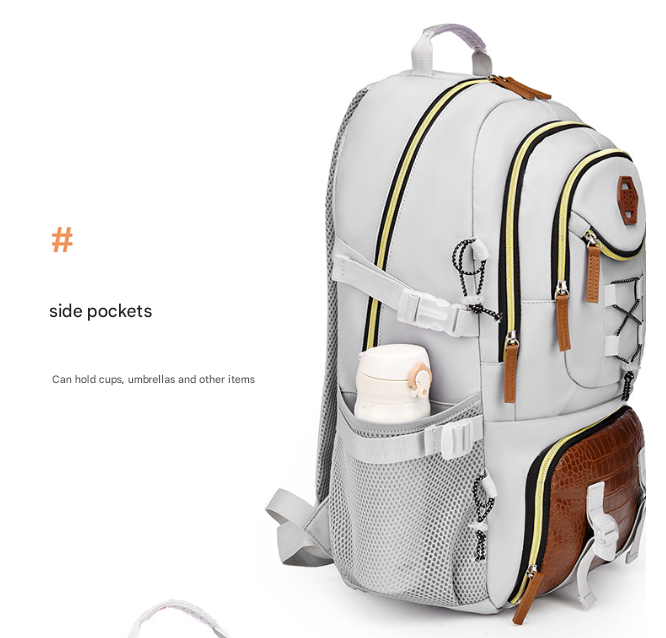 Dark Grey Stylish Large Capacity Backpack - Water-Resistant Oxford Rucksack for Travel, School & Daily Use