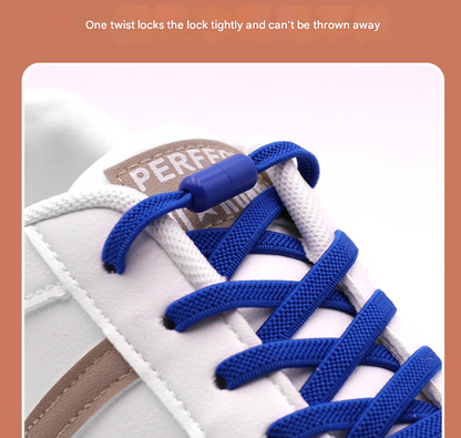 Green No-Tie Elastic Shoelaces with Quick Lock System - Flat Tieless Laces for Kids and Adults