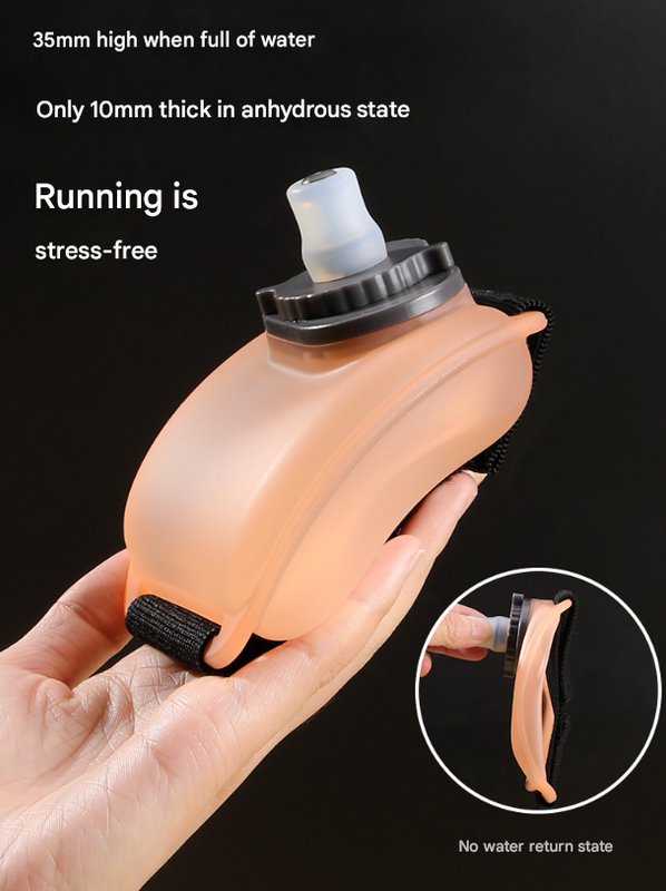 2-Pices Orange Ergonomic Wearable Hydration Flask - Hands-Free Wrist Water Bottle for Running & Sports.
