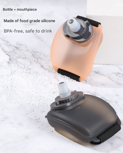 2-Pices Orange Ergonomic Wearable Hydration Flask - Hands-Free Wrist Water Bottle for Running & Sports.