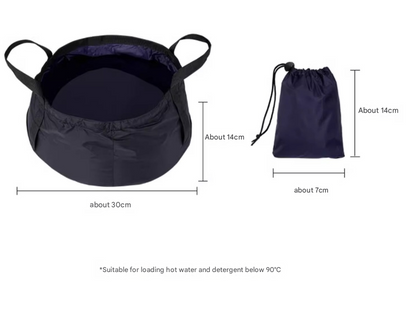2PCS Dark Khaki 8.5L Portable Folding Water Basin - Collapsible Bucket with Carry Bag for Camping & Travel