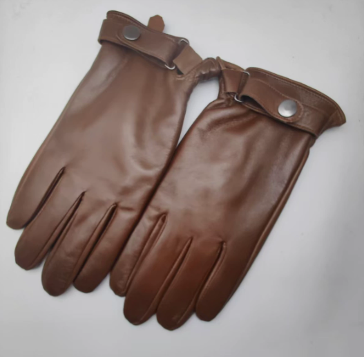 S Brown Premium Men's Genuine Sheepskin Leather Driving & Cycling Gloves.