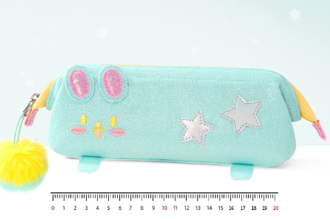 Green Cute Cat Pencil Case for Girls - Large Capacity Sparkly Stationery Pouch with Fluffy Pom Pom.