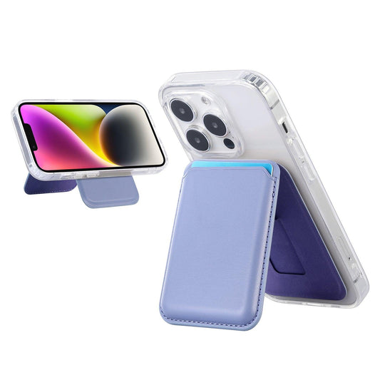 Light Purple Slim Magnetic Card Holder Wallet with Adjustable Kickstand - MagSafe Compatible.