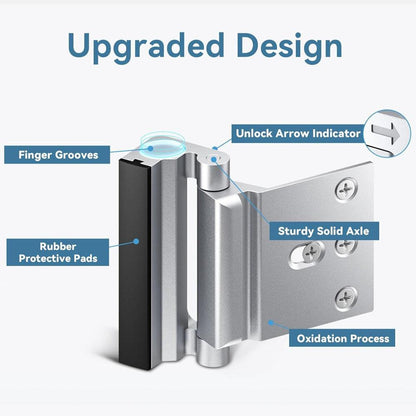 Black Heavy-Duty Hotel Style Security Door Lock - Childproof Door Reinforcement Latch for Home Safety.