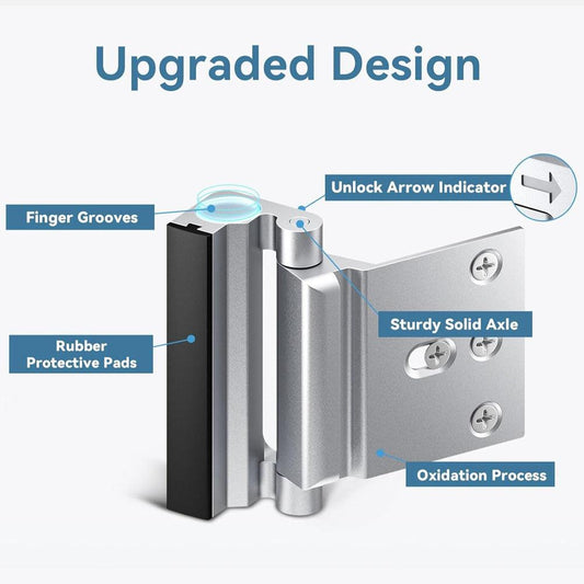 Black Heavy-Duty Hotel Style Security Door Lock - Childproof Door Reinforcement Latch for Home Safety.