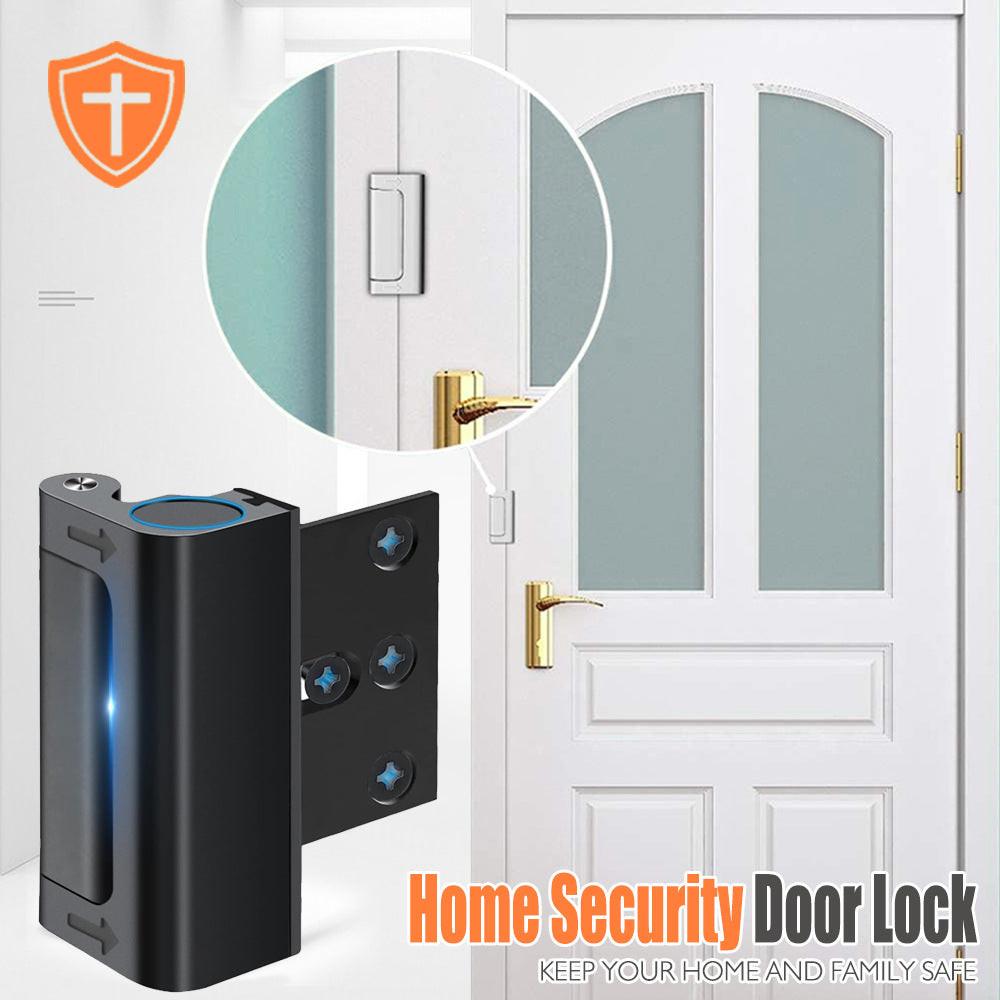 Black Heavy-Duty Hotel Style Security Door Lock - Childproof Door Reinforcement Latch for Home Safety.