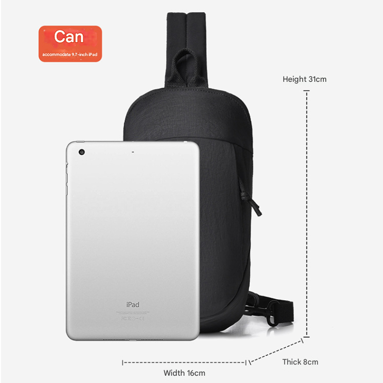 Green Minimalist Anti-Theft Sling Bag for Men & Women - Water-Resistant Crossbody Chest Pack, Fits 9.7-inch Tablet