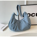 Blue Lightweight Crescent Crossbody Bag - Slouchy Nylon Hobo Purse for Casual Everyday Use
