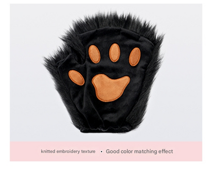 Black and white Halloween Furry Fox Costume Set - Plush Mask, Ears Headband, Tail, and Paws for Cosplay