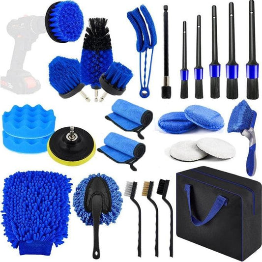 27-Piece set Ultimate Car Detailing Kit - Drill Brush & Polishing Pad Set for Car Interior, Wheels, and Exterior Cleaning.