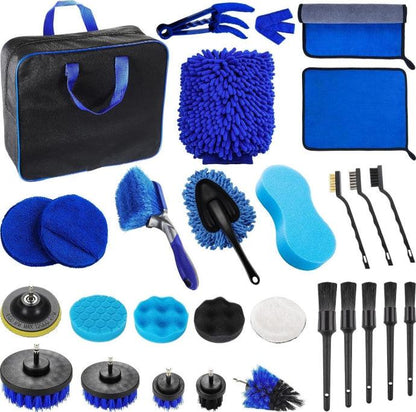 29-Piece set Ultimate Car Detailing Kit - Drill Brush & Polishing Pad Set for Car Interior, Wheels, and Exterior Cleaning.