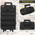 Black Heavy-Duty Roll-Up Tool Bag Organizer - Waterproof 1200D Fabric with 6 Pockets & Detachable Pouches.