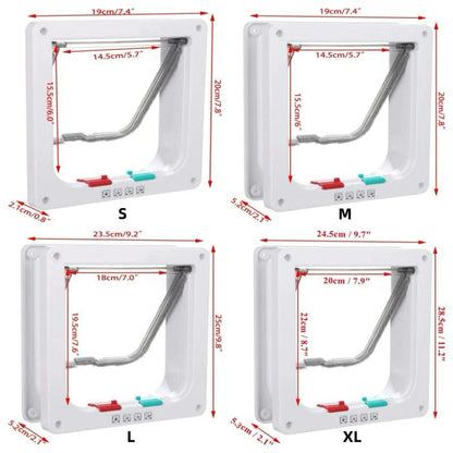 Secure 4-Way Locking Pet Door for Cats & Small Dogs - Easy Access Flap for Doors, Walls & Glass(Size XL)