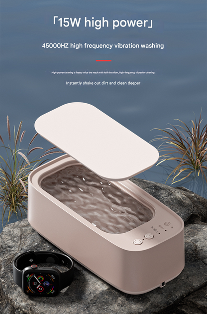 Green Portable Ultrasonic Cleaner - 45kHz Professional High-Frequency Cleaning Machine for Jewellery, Glasses, Watches, and Makeup Brushes.