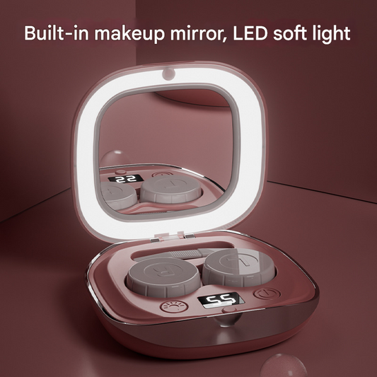 Purple Portable Ultrasonic Contact Lens Cleaner - Automatic Electric Cleaning Case with LED Makeup Mirror, USB Rechargeable for Travel & Home.