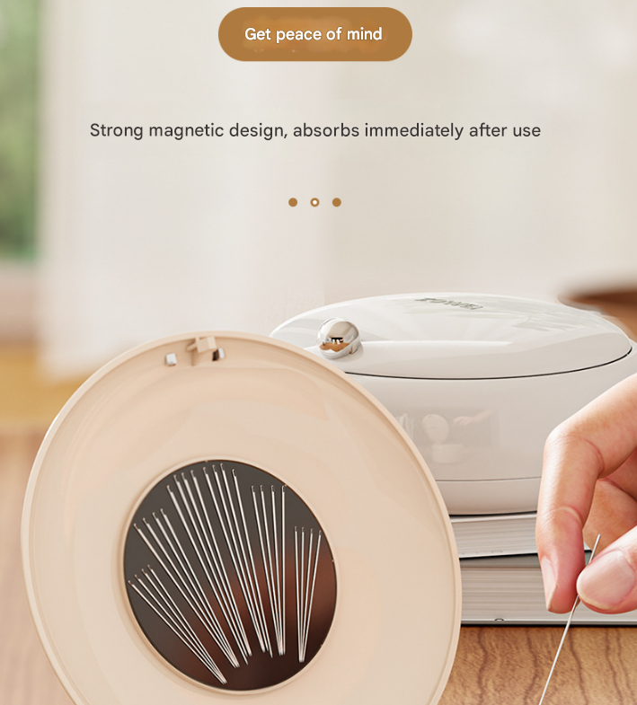 Cream color Modern Portable Sewing Kit - All-in-One Compact Organizer with Magnetic Pin Cushion for Home & Travel.