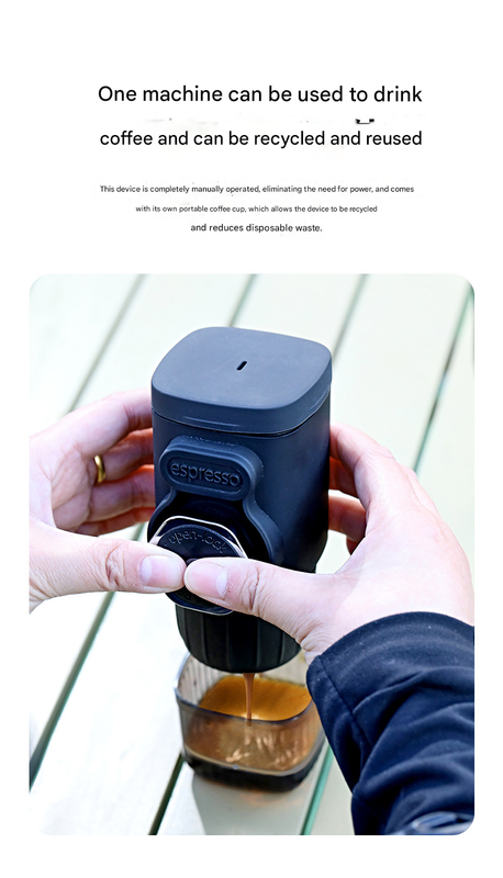 White Portable Hand Press Espresso Machine - Compatible with Espresso Capsules and Ground Coffee for Home, Travel, and Outdoor Use.